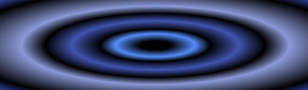 Multiple circles of black and blue collapsing into themselves